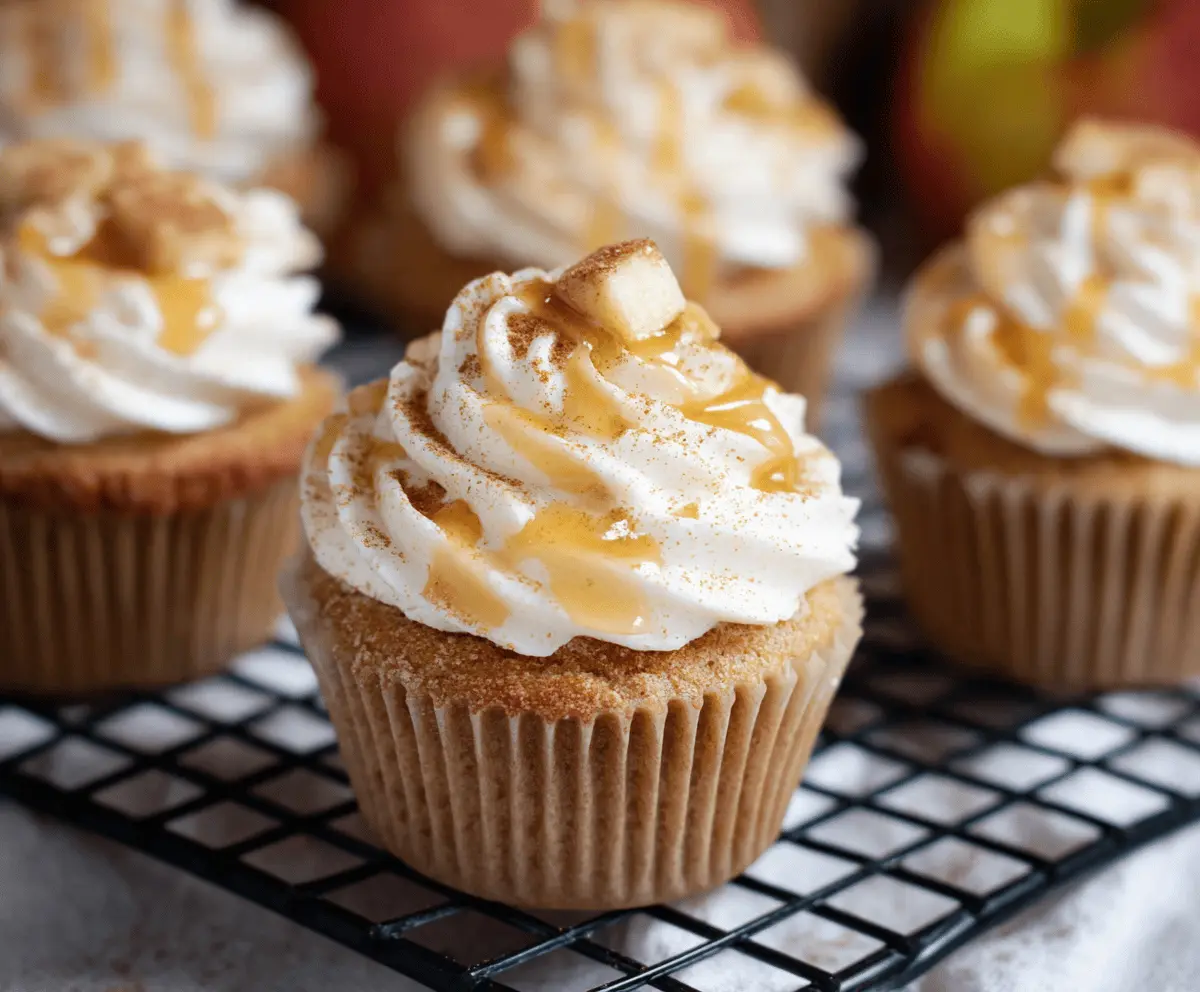Delicious apple pie cupcakes with golden crust and caramelized apple filling