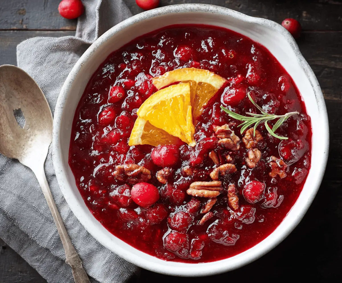 Delicious homemade baked cranberry sauce with fresh cranberries and a hint of cinnamon