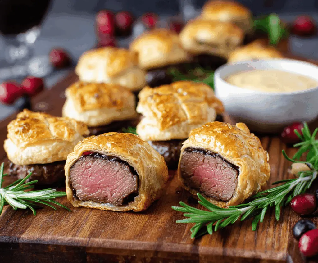 Delicious Beef Wellington Bites with flaky pastry and tender beef appetizer