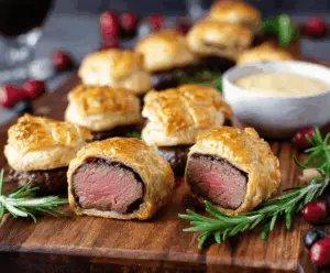 Delicious Beef Wellington Bites with flaky pastry and tender beef appetizer