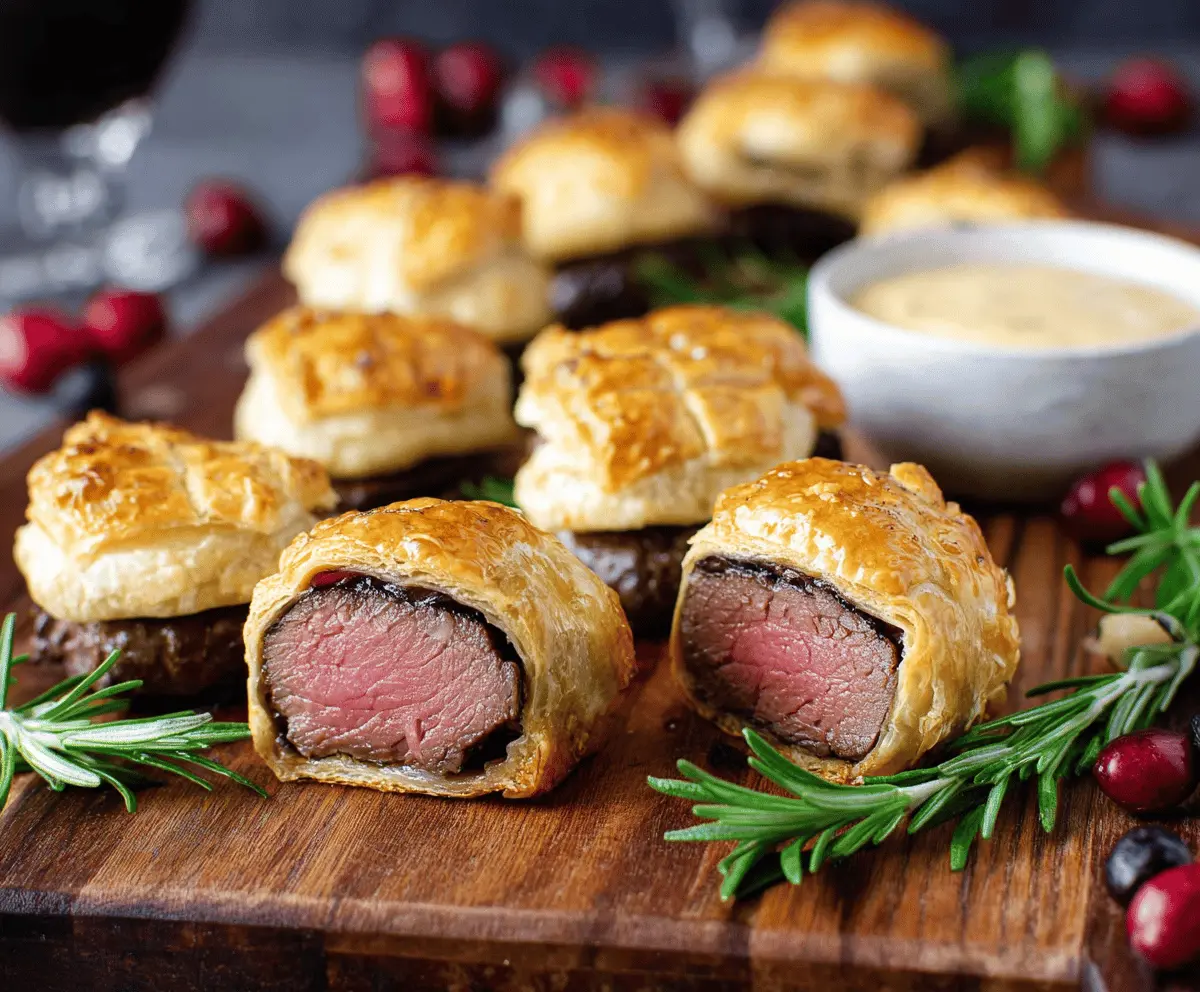 Delicious Beef Wellington Bites with flaky pastry and tender beef appetizer