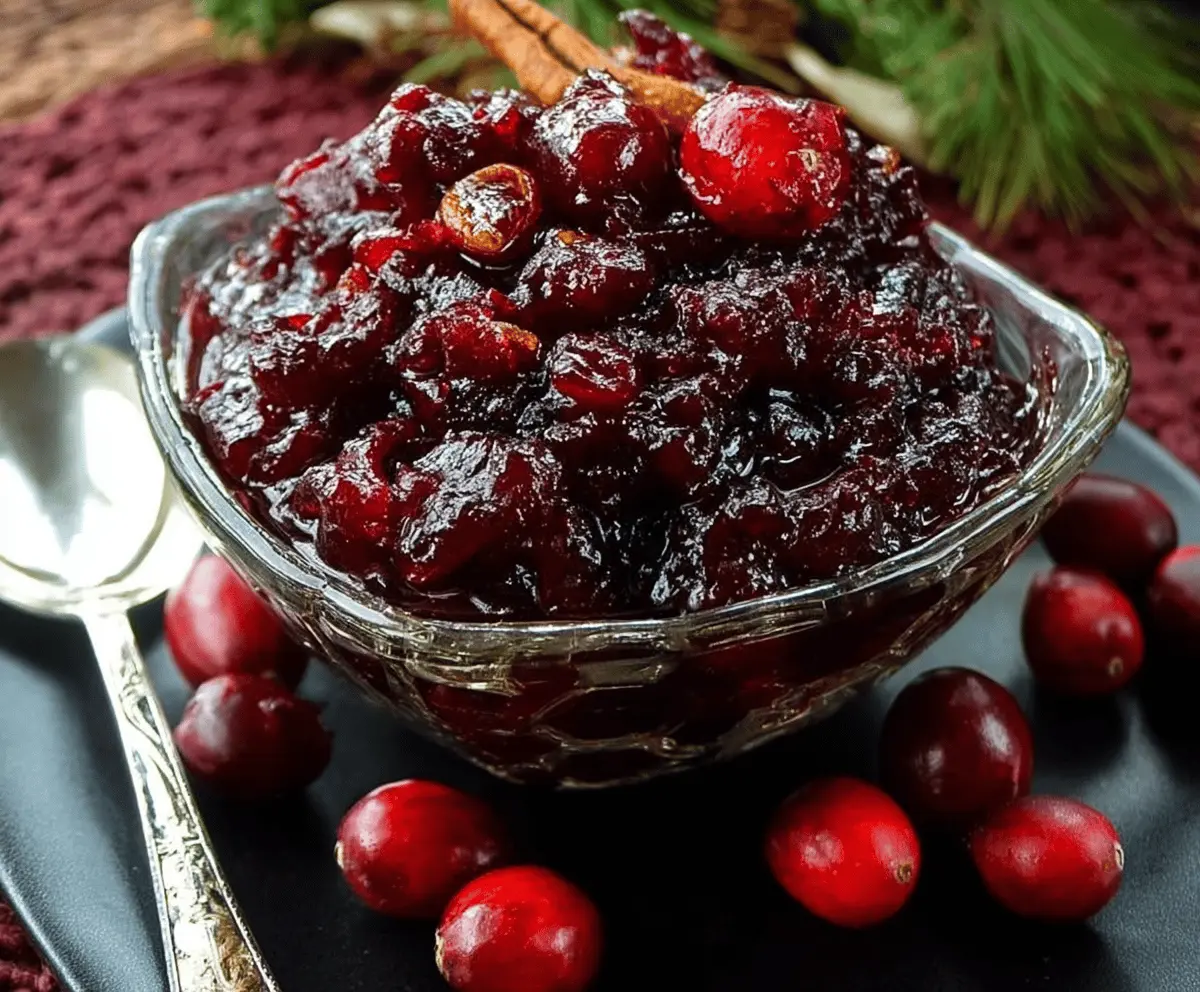 Homemade brown sugar maple cranberry sauce served in a bowl, perfect for holiday meals.