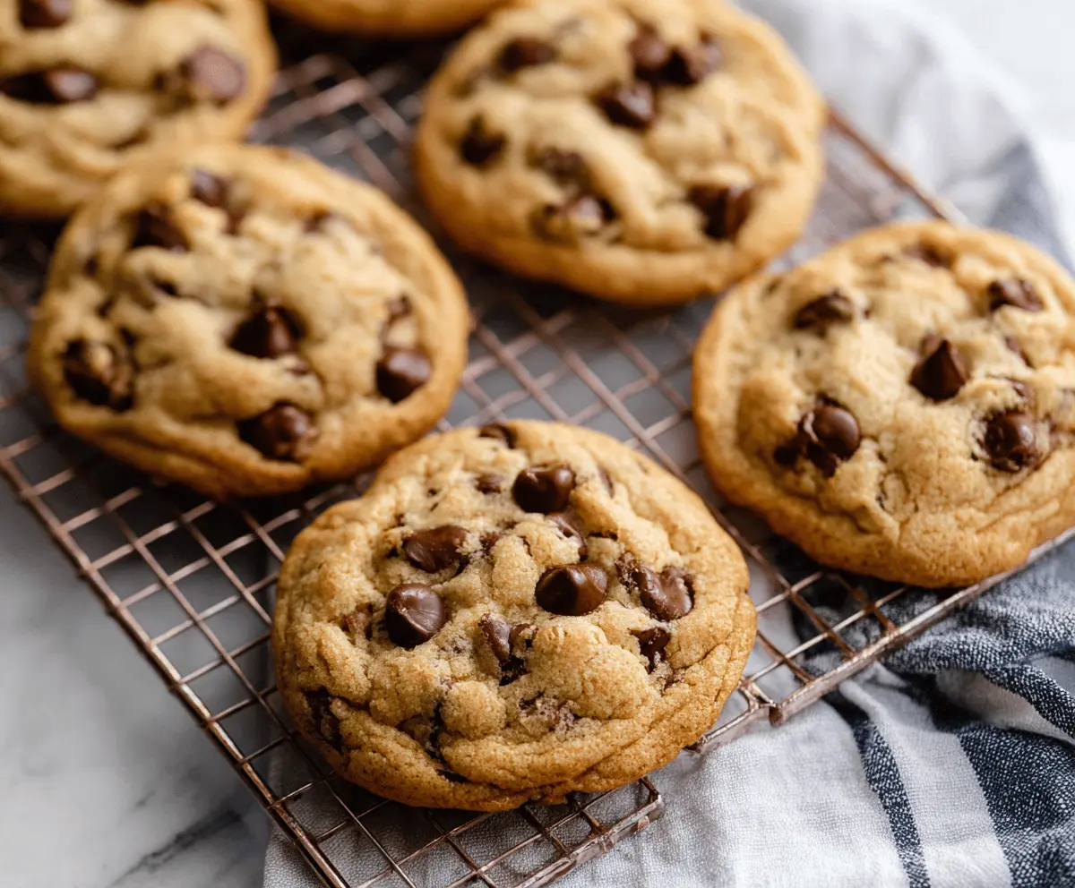 Delicious homemade chocolate chip cookies fresh out of the oven, showcasing gooey chocolate chips and golden-brown edges.