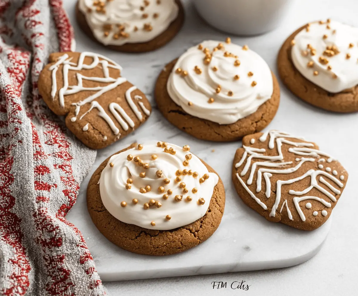 Delicious Crumbl gingerbread cookies with festive icing and sprinkles, perfect for the holidays.