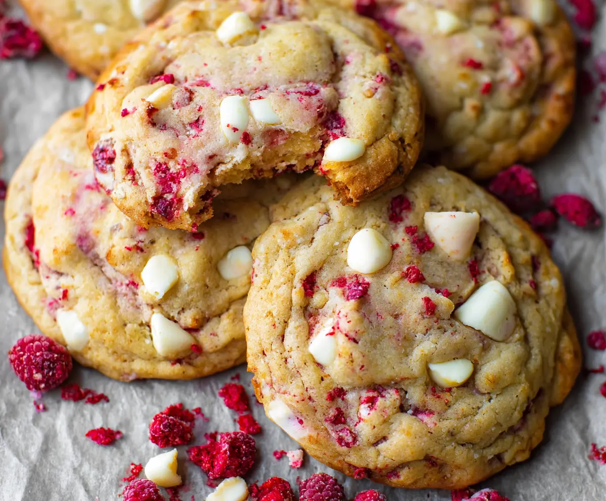 Jumbo raspberry white chocolate cookies