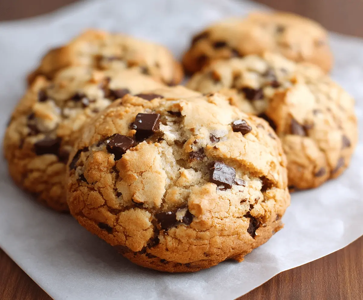 Delicious Levain Bakery Chocolate Chip Cookies fresh out of the oven with gooey chocolate chips.