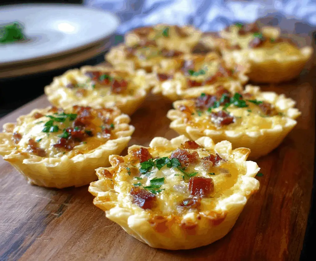 Delicious Mini Quiche Lorraine with a flaky crust and savory filling, perfect for breakfast or brunch.