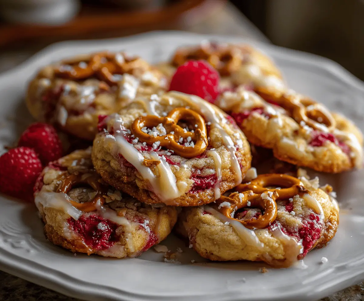Delicious Raspberry Pretzel Cookies with a sweet and salty flavor and a festive appearance