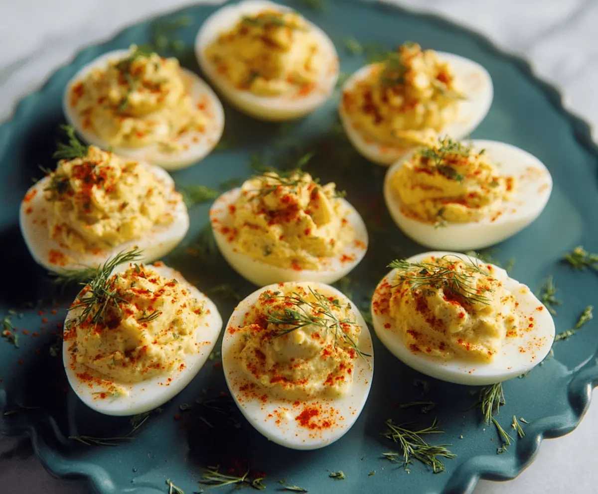 Delicious Southern Deviled Eggs with creamy filling and paprika topping