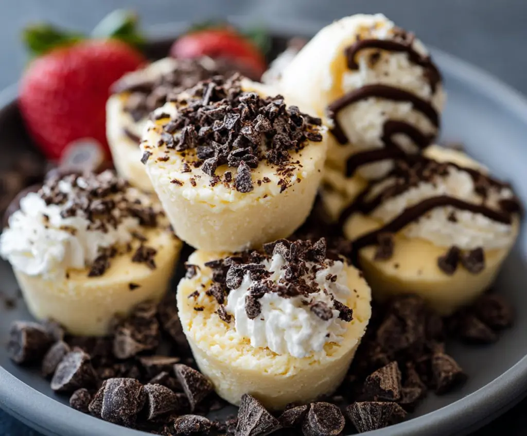 Creamy cheesecake fat bombs on a spoon, perfect for a keto diet snack
