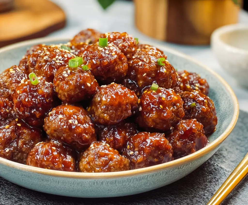 Delicious honey garlic meatballs served on a plate, perfect for dinner or appetizers.
