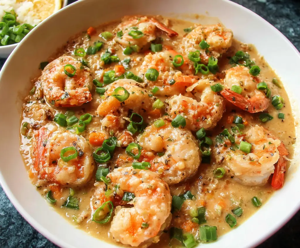 Delicious shrimp with rich lobster sauce served on a plate, perfect for seafood lovers