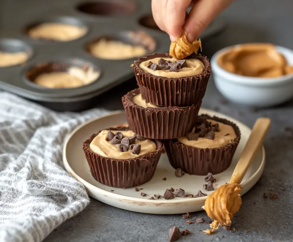 Delicious homemade cottage cheese peanut butter cups with a creamy peanut butter filling and chocolate coating.