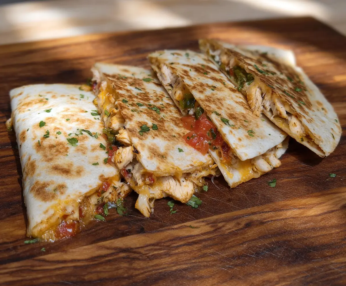 Delicious Southwest Chicken Quesadillas with melted cheese and flavorful spices on a plate.