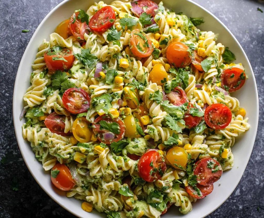 Fresh Cilantro Lime Pasta Salad with vibrant herbs and zesty lime dressing