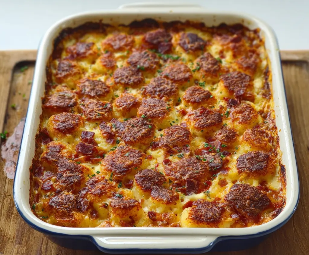 Delicious homemade Corned Beef Casserole with potatoes and vegetables ready to serve