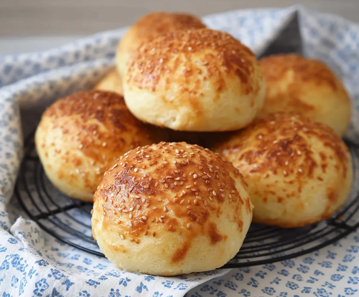 Delicious homemade cottage cheese buns fresh out of the oven