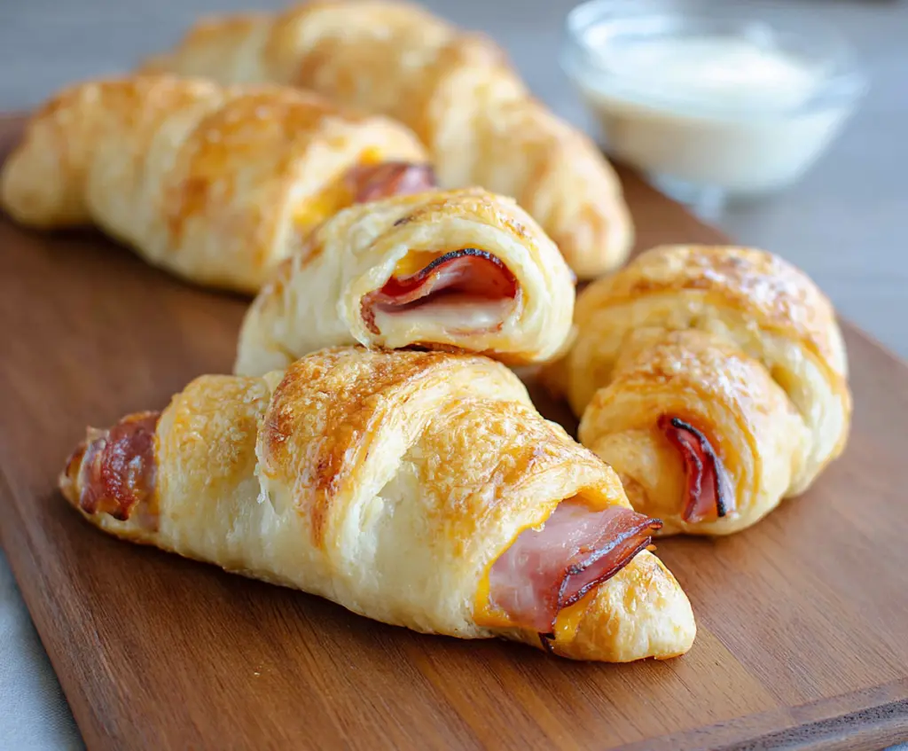 Delicious ham and cheese crescent rolls served fresh and hot