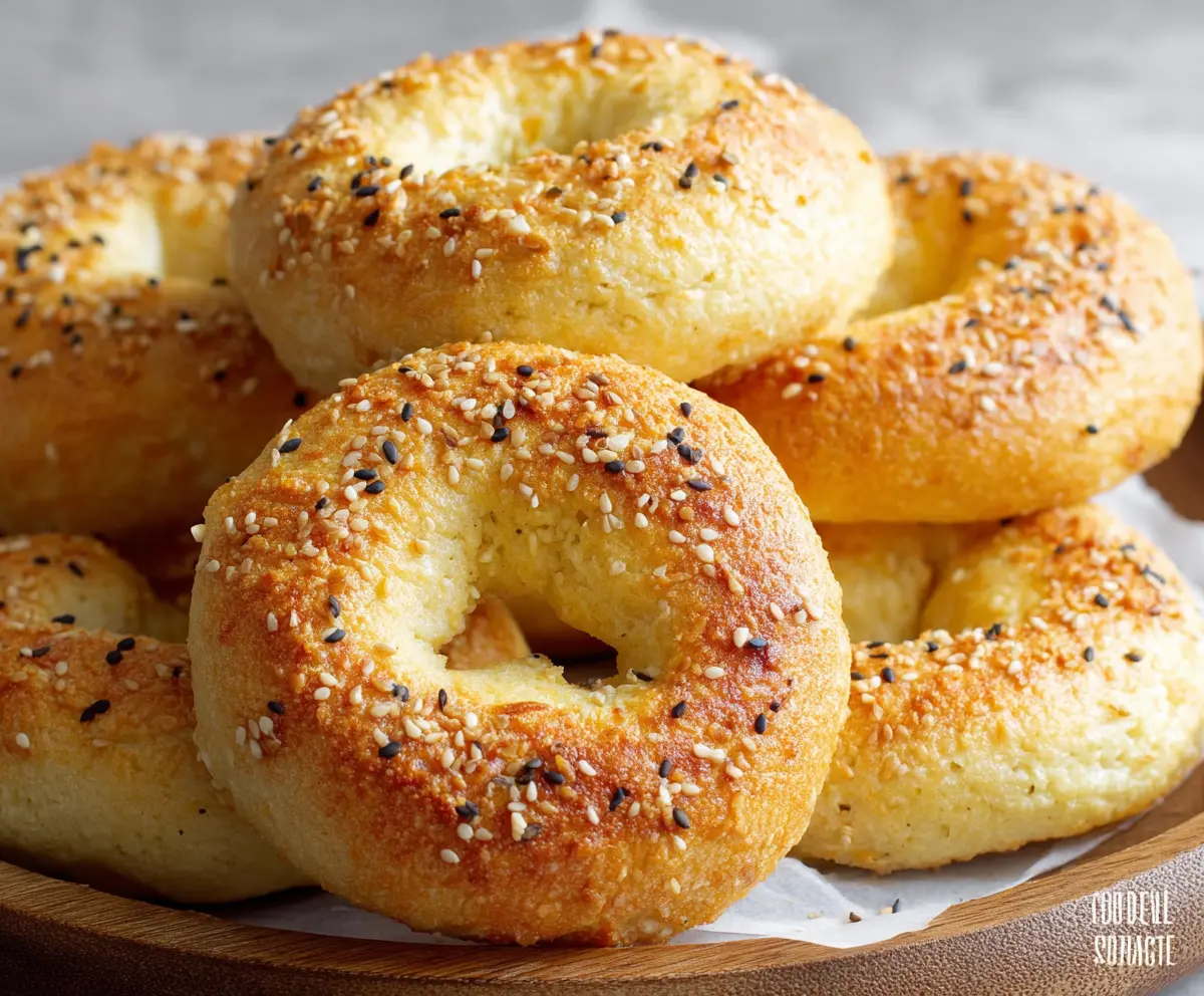 Delicious homemade keto bagels with a golden crust, perfect for low-carb breakfasts.