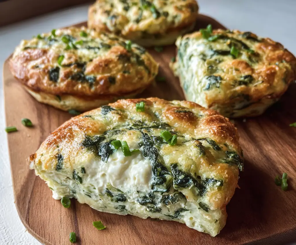 Delicious spinach and cottage cheese flagels, perfect for healthy snacking.