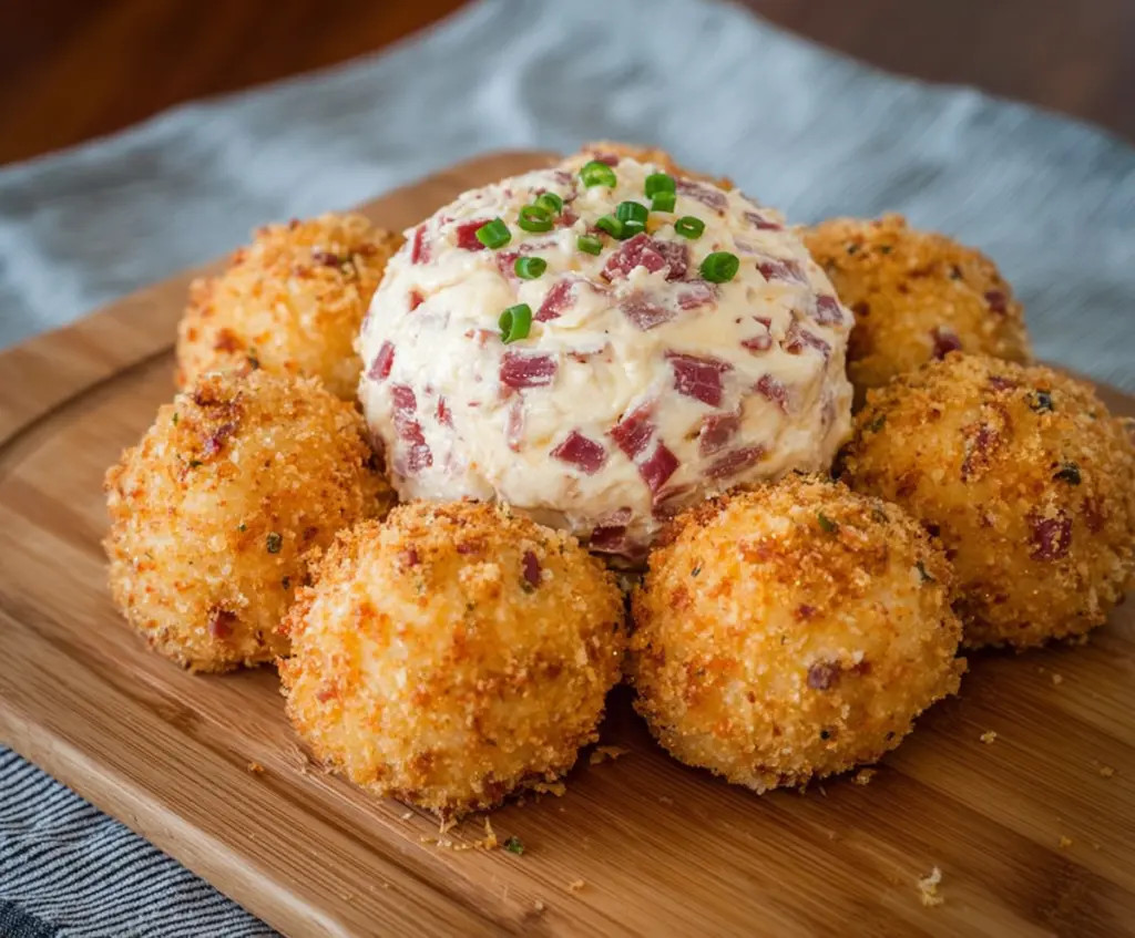 Delicious corned beef and cheese balls ready to serve, perfect for appetizer or snack.
