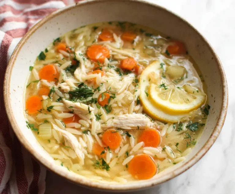 Crockpot Lemon Chicken Orzo Soup