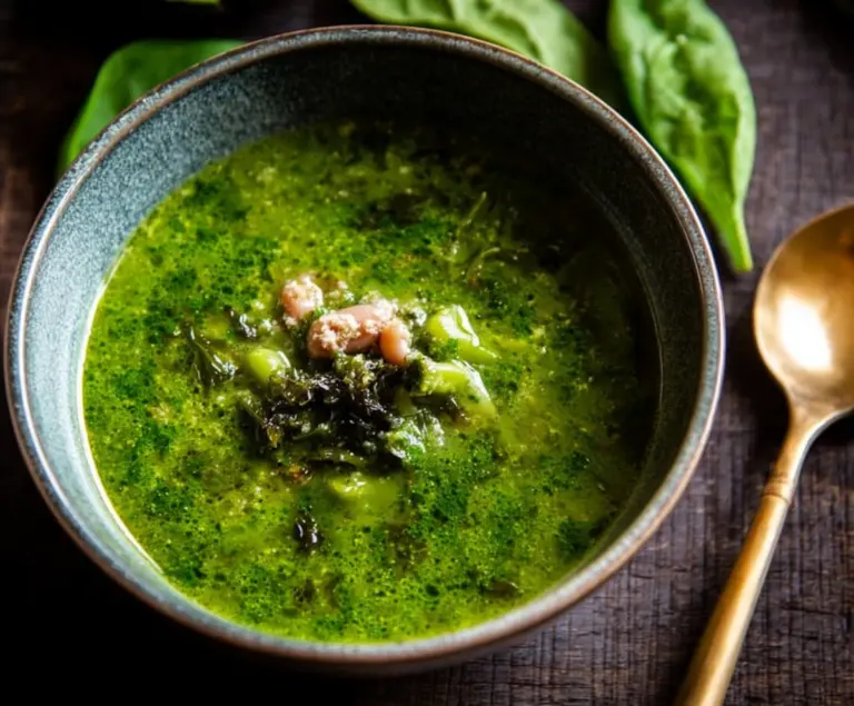 Green Soup With Pesto, Greens And Beans
