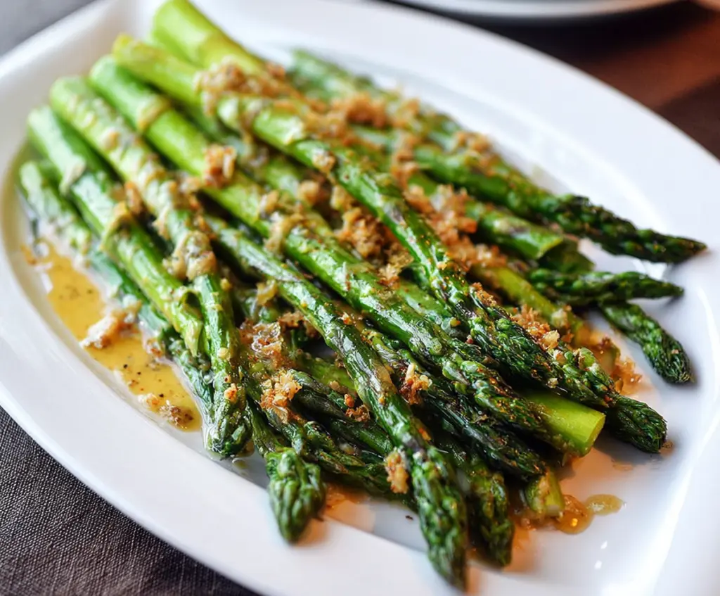 Delicious honey mustard glazed asparagus spears, perfect for healthy side dishes.