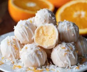 Creamy orange creamsicle truffles coated in chocolate with a citrus flavor boost.